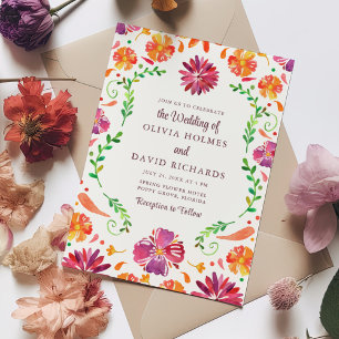 Colourful Mexican Floral Fiesta Wedding Invitation