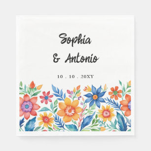 Colourful Mexican Floral Fiesta Wedding Napkin