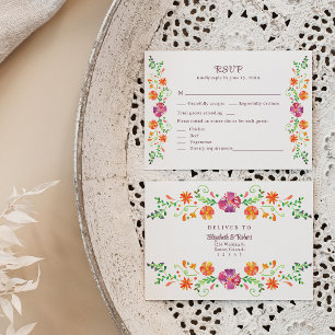 Colourful Mexican Floral Fiesta Wedding RSVP Card