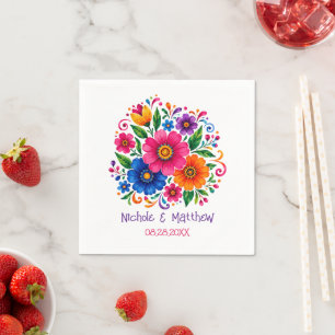 Colourful Mexican Floral Wedding Napkin