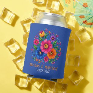Colourful Mexican Floral Wedding Party Favour Can Cooler