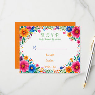 Colourful Mexican Floral Wedding RSVP Card