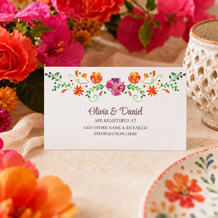Colourful Mexican Flower Fiesta Wedding Registry Enclosure Card