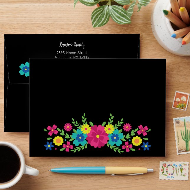 Colourful Mexican flowers Envelope (Desk)