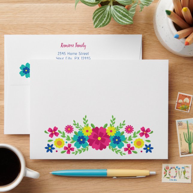 Colourful Mexican flowers Envelope (Desk)