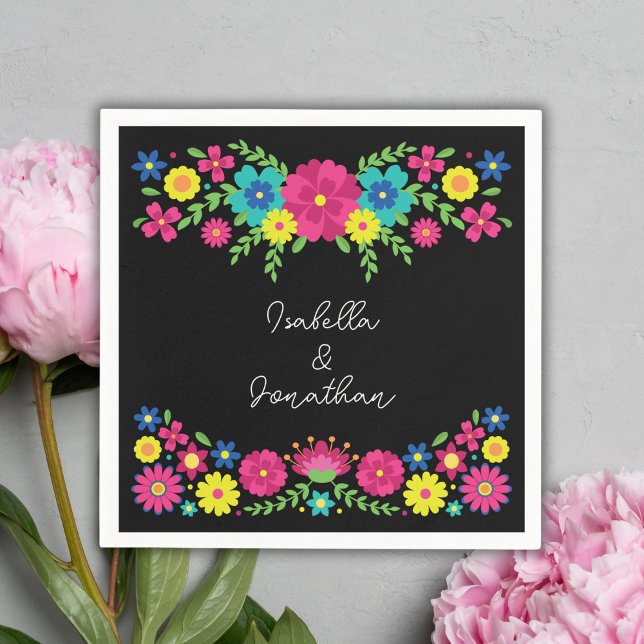 Colourful Mexican flowers Paper Napkin (Creator Uploaded)