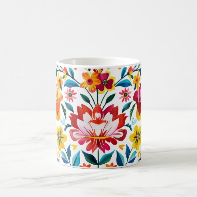 Colourful Mexican Folk Art Floral Coffee Mug (Center)