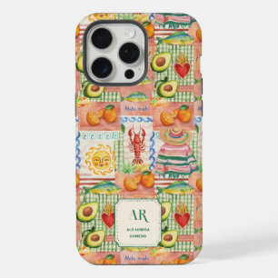 Colourful Mexican Patchwork Print Monogram iPhone 15 Pro Max Case
