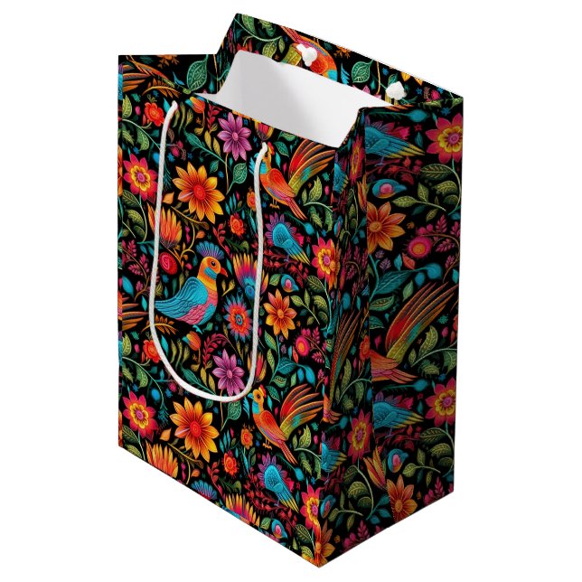 Colourful Mexican pattern Medium Gift Bag (Front Angled)