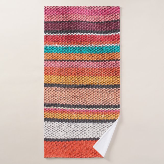 Colourful mexican, peruvian style rug surface clos bath towel (Bath Towel)