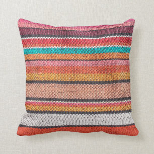 Colourful mexican, peruvian style rug surface clos cushion