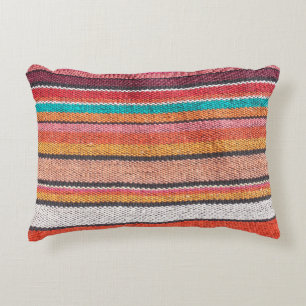 Colourful mexican, peruvian style rug surface clos decorative cushion