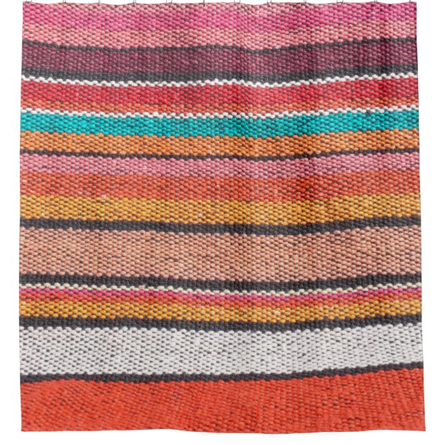 Colourful mexican, peruvian style rug surface clos shower curtain (Front)