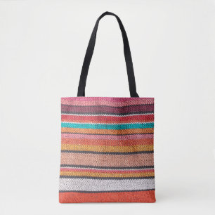 Colourful mexican, peruvian style rug surface clos tote bag