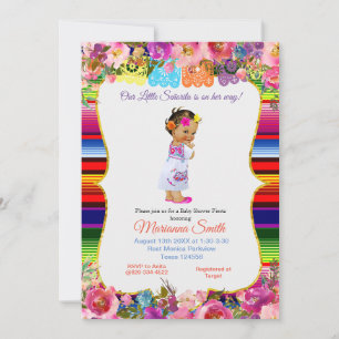 Colourful Mexican senorita Fiesta Girl Baby Shower Invitation