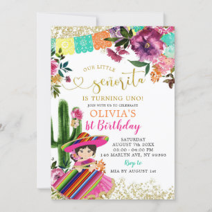 Colourful Mexican Senorita First Birthday Invitation