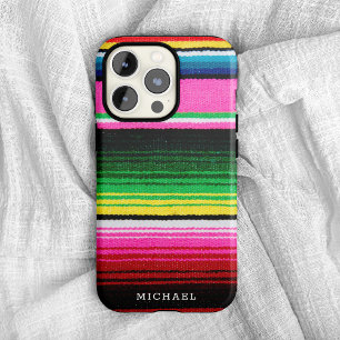 Colourful Mexican Striped Blanket w/ Name iPhone 11 Case