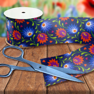 Colourful Mexican Style Floral Pattern Elegant Bol Satin Ribbon