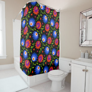 Colourful Mexican Style Floral Pattern Elegant Bol Shower Curtain
