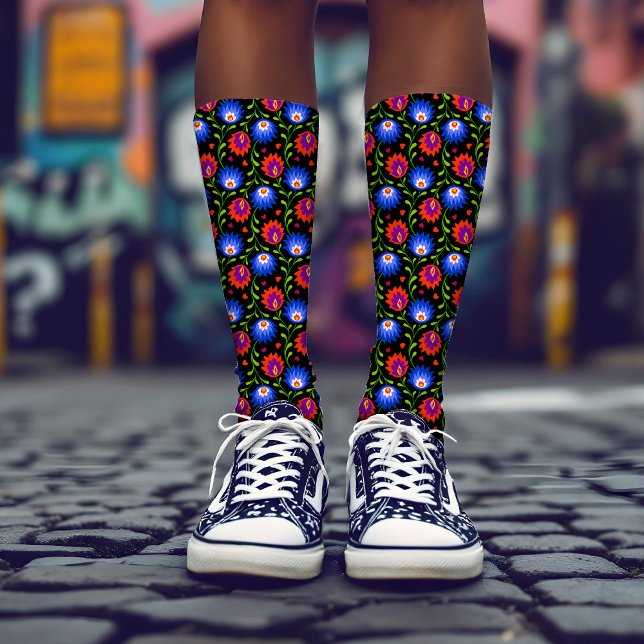 Colourful Mexican Style Floral Pattern Elegant Bol Socks (Creator Uploaded)