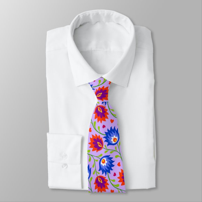 Colourful Mexican Style Floral Pattern Elegant Bol Tie (Tied)