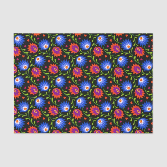 Colourful Mexican Style Floral Pattern Elegant Bol Tissue Paper (Front)