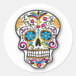Colourful Mexican Sugar Skull Day of the Dead Classic Round Sticker