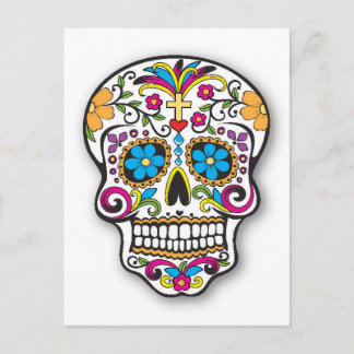 Colourful Mexican Sugar Skull Day of the Dead Postcard