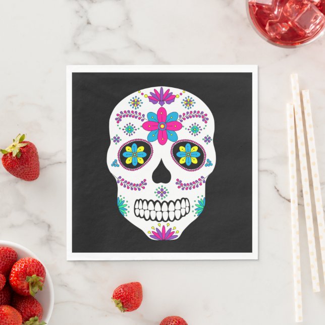 Colourful Mexican Sugar Skull Napkin (Insitu)