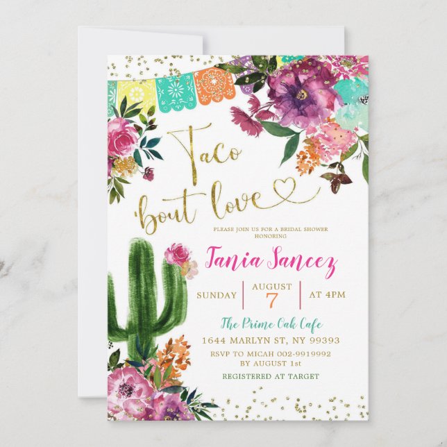 Colourful Mexican Taco bout Love Bridal Shower Invitation (Front)