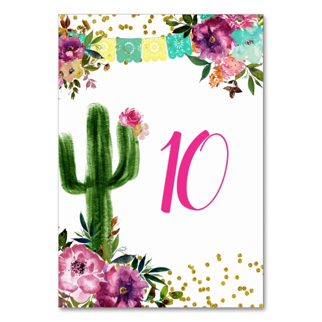 Colourful Mexican Taco bout Love Bridal Shower Table Number (Front)