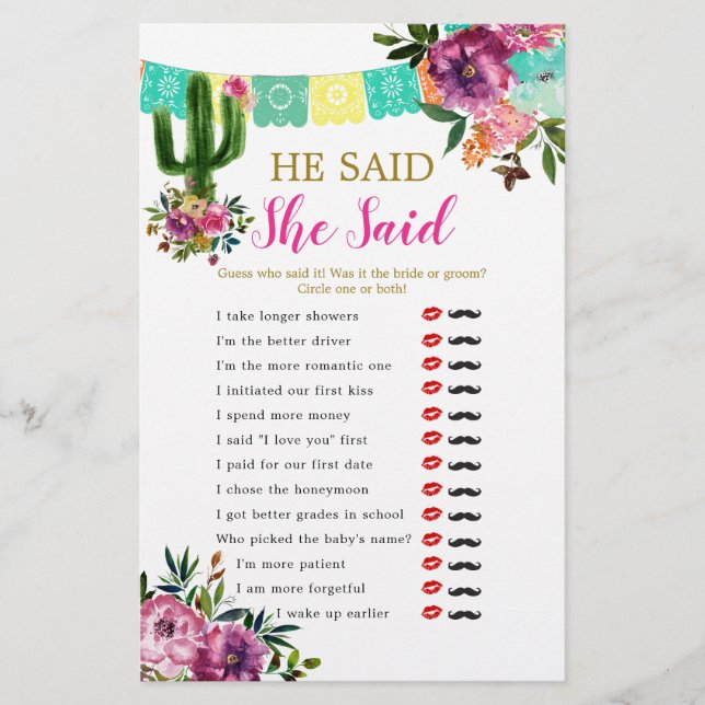 Colourful Mexican Taco bout Love He Said She Said (Front)