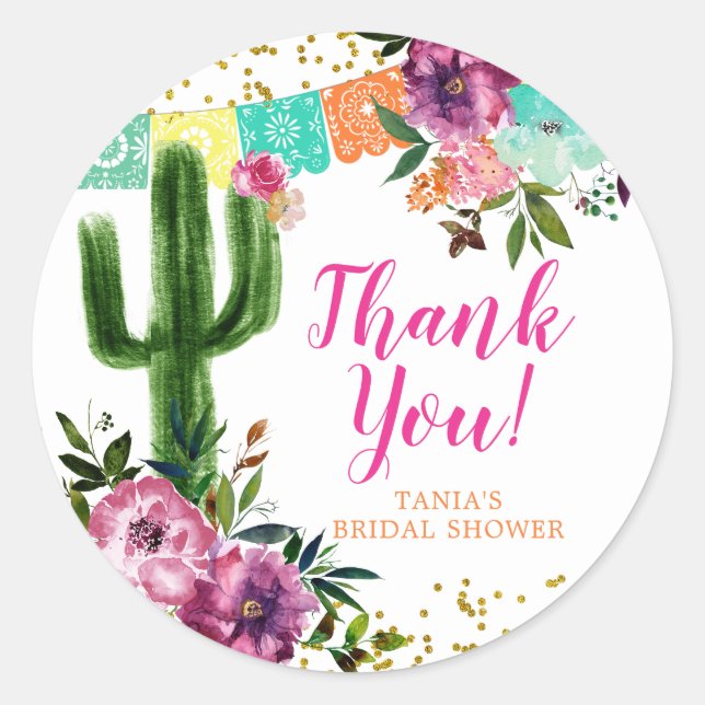 Colourful Mexican Taco bout Love Thank You Sticker (Front)