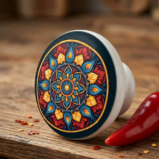 Colourful Mexican Talavera Ceramic Cabinet Knob