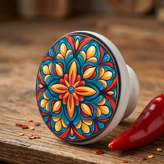 Colourful Mexican Talavera Style Ceramic Knob