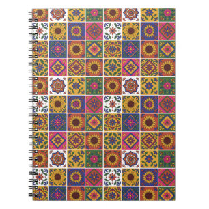 Colourful Mexican Talavera Tile Pattern Spiral Not Notebook
