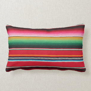 Colourful Mexican Traditional Serape Print Lumbar Cushion