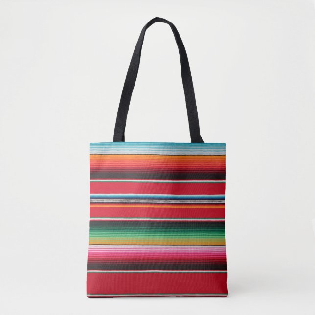 Colourful Mexican Traditional Serape Print Tote Bag (Front)