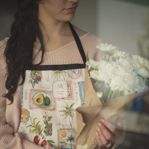 Colourful Mexican Travel Print Monogram Apron