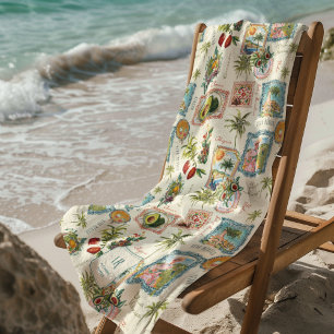 Colourful Mexican Travel Print Monogram Beach Towel