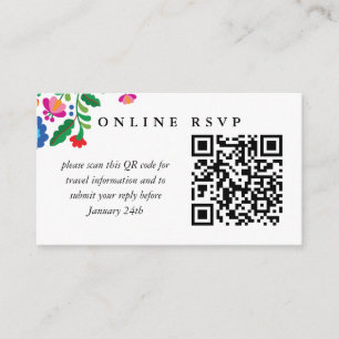Colourful Mexican Wedding Online RSVP QR Code Enclosure Card