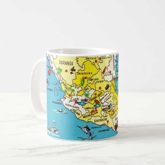 Colourful Mexico Map Mug (Front Left)