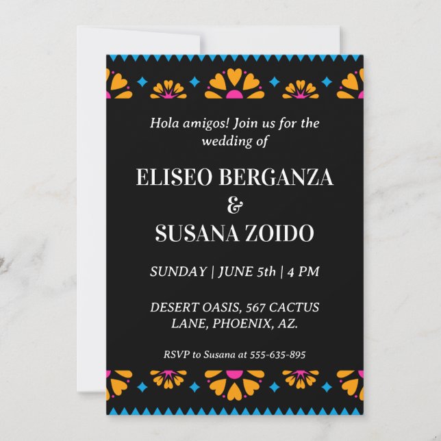 colourful mexico mexican wedding invitations (Front)