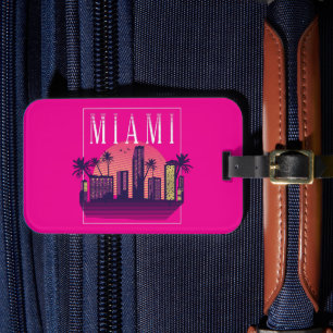 Colourful Miami Florida Retro City Logo Luggage Tag