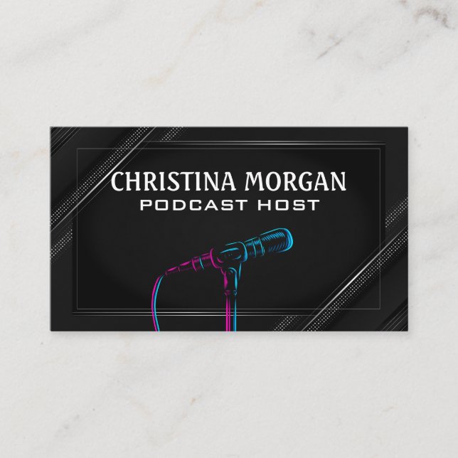 Colourful Microphone | Podcaster | Talk Show Host Business Card (Front)