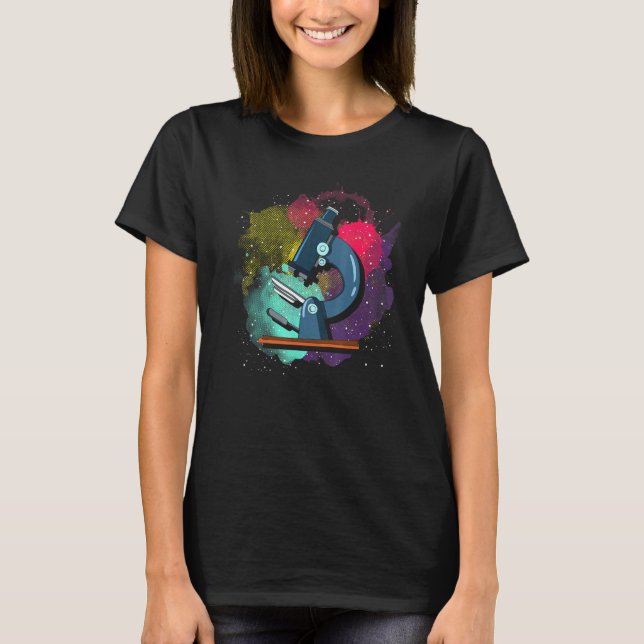 Colourful Microscope Technician Medical Laboratory T-Shirt (Front)