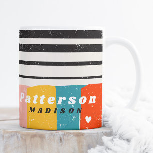 Colourful Mid Century Abstract Personalised Name Coffee Mug