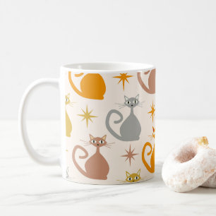 Colourful Mid Century Atomic Cats with Starbursts  Coffee Mug