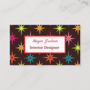 Colourful Mid Century Atomic Starbursts Custom  Business Card
