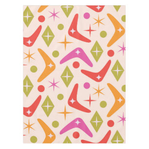 Colourful Mid Century Boomerangs with Diamonds  Tablecloth